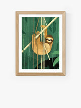 EAST END PRINTS Dieter Braun 'Sloth' Oak Framed Print 83.4 x 63.4cm - Green