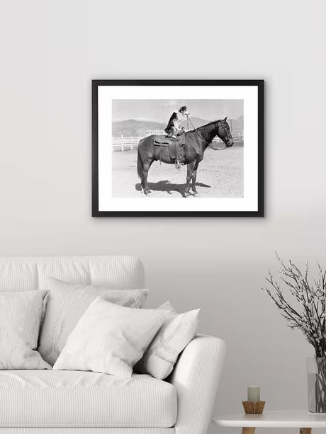 Brookpace Lascelles Dog On Horseback Framed Print & Mount 45 x 55cm - Black