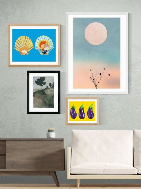 EAST END PRINTS Jörgen Hansson 'Slope II' Framed Print 83x63cm - Black Frame