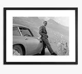 John Lewis Sean Connery & Aston Martin Framed Photographic Print Black/White - Kazoop 