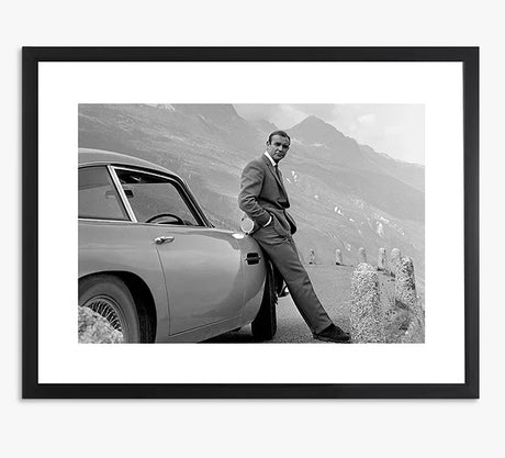John Lewis Sean Connery & Aston Martin Framed Photographic Print Black/White - Kazoop 