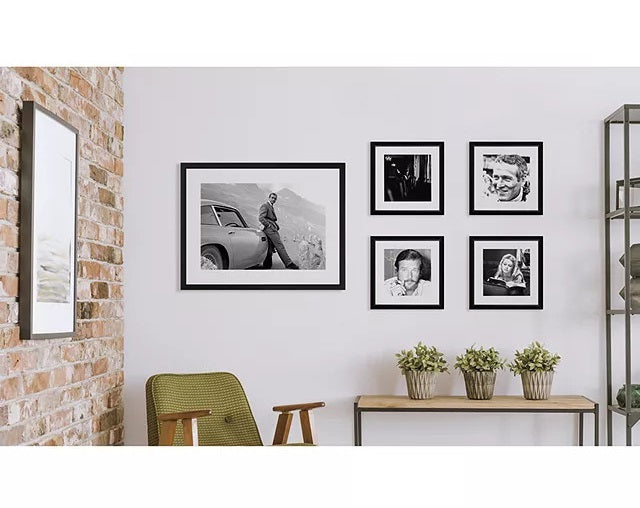 John Lewis Sean Connery & Aston Martin Framed Photographic Print Black/White - Kazoop 