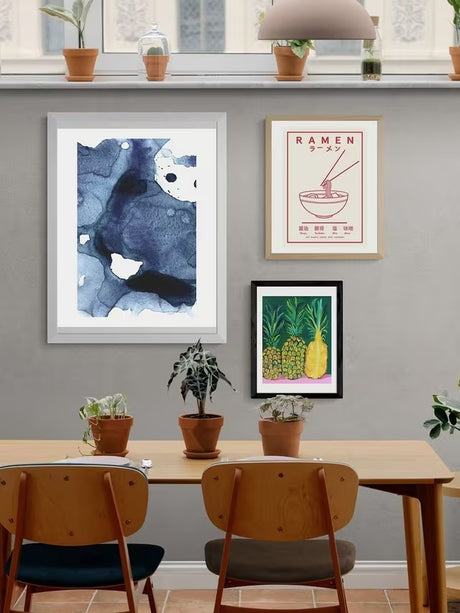 EAST END PRINTS Sisi and Seb 'Ink' Framed Print 83.4 x 63.4cm - White/Blue