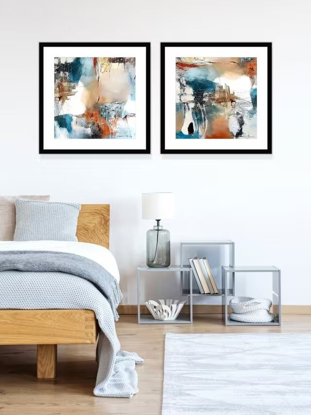 Natasha Barnes 'Continuity' Abstract Framed Print & Mount Set of 2 61 x 61cm