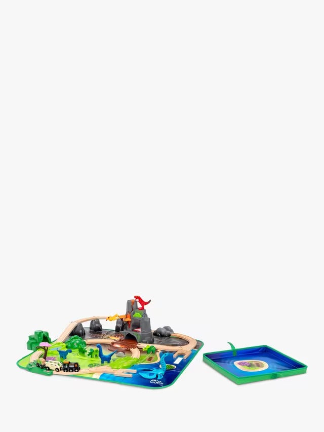 BRIO 36104 Battery Operated Train And Dinosaur Deluxe Set 45-Piece Brio