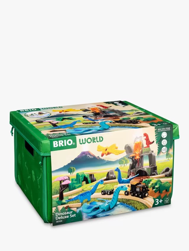 BRIO 36104 Battery Operated Train And Dinosaur Deluxe Set 45-Piece Brio