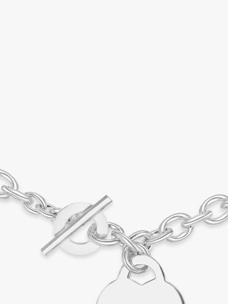 IBB Personalised Sterling Silver Heart Pendant And 41cm Link Necklace Silver