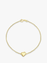 IBB Womens 9ct Yellow Gold 19cm Diamond Heart Charm Chain Bracelet - Gold