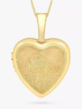 IBB 9ct Yellow Gold Etched St Christopher Heart Locket Pendant Necklace