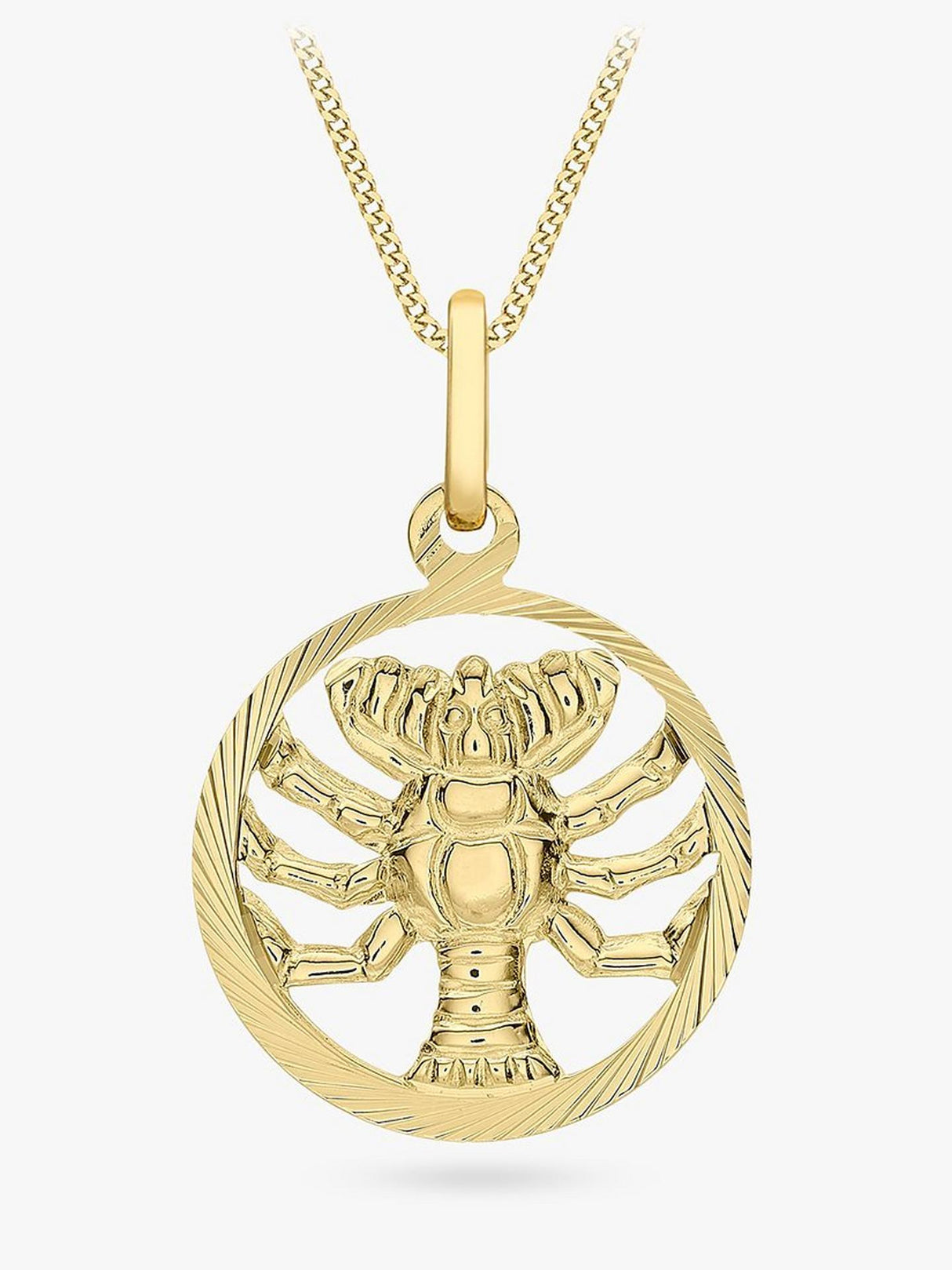 IBB Women's 9ct Yellow Gold Zodiac Chain Pendant Necklace - Cancer Star Sign