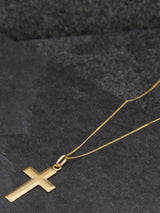 IBB 9ct Solid Yelloow Gold Simple Cross Design Pendant 46cm Necklace - Gold