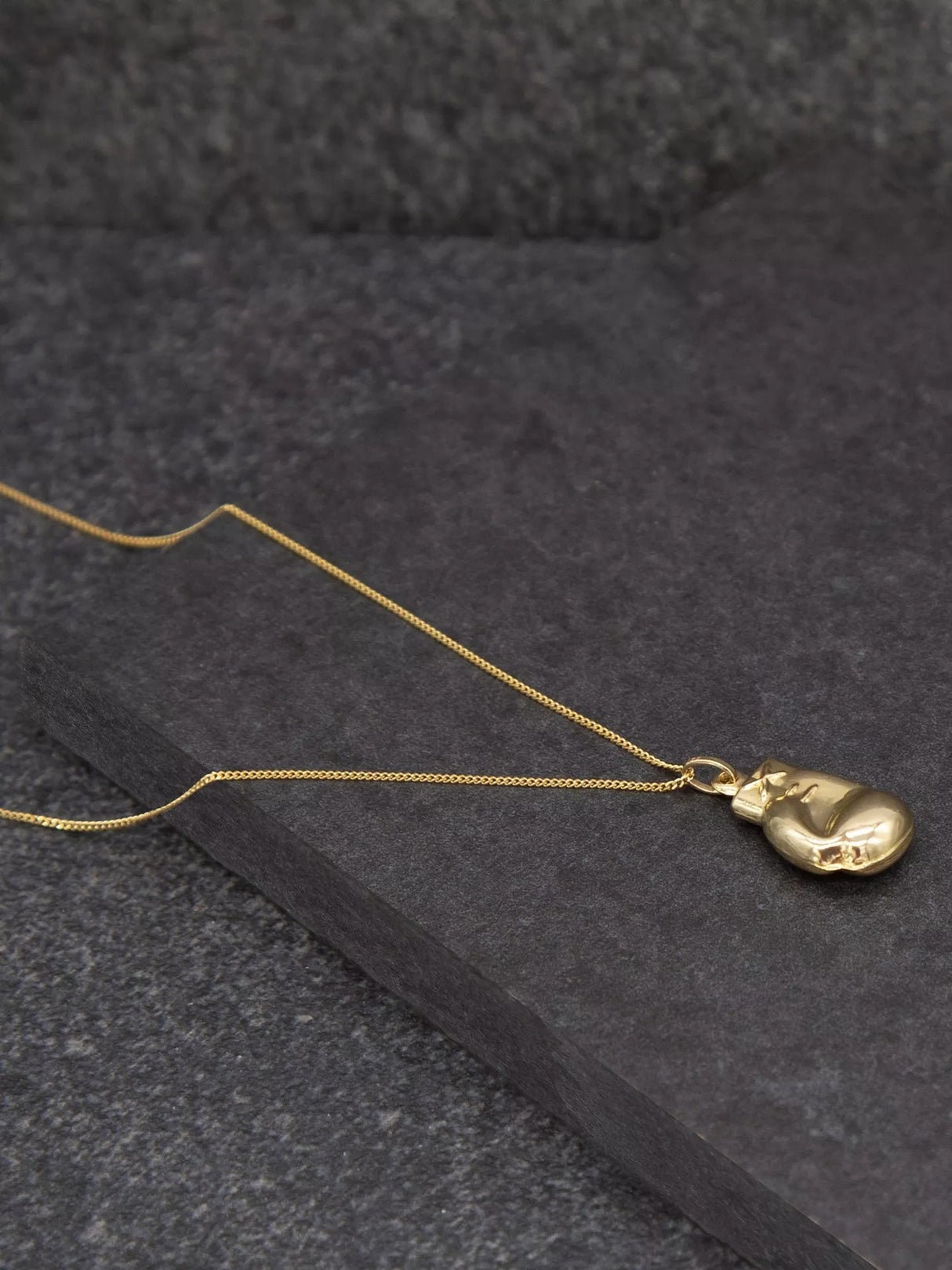 IBB Unisex Solid 9ct Yellow Gold Sports Boxing Glove Pendant Necklace - Gold