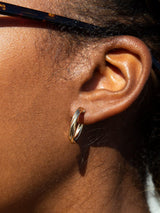 IBB Womens 18ct Solid Yellow Gold Hollow Twisted Tube Hoop Earrings - Gold