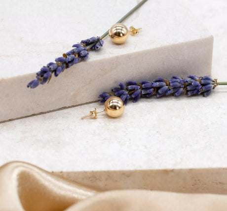 IBB Women's 18ct Yellow Gold 8mm Classic Polished Ball Stud Earrings - Gold