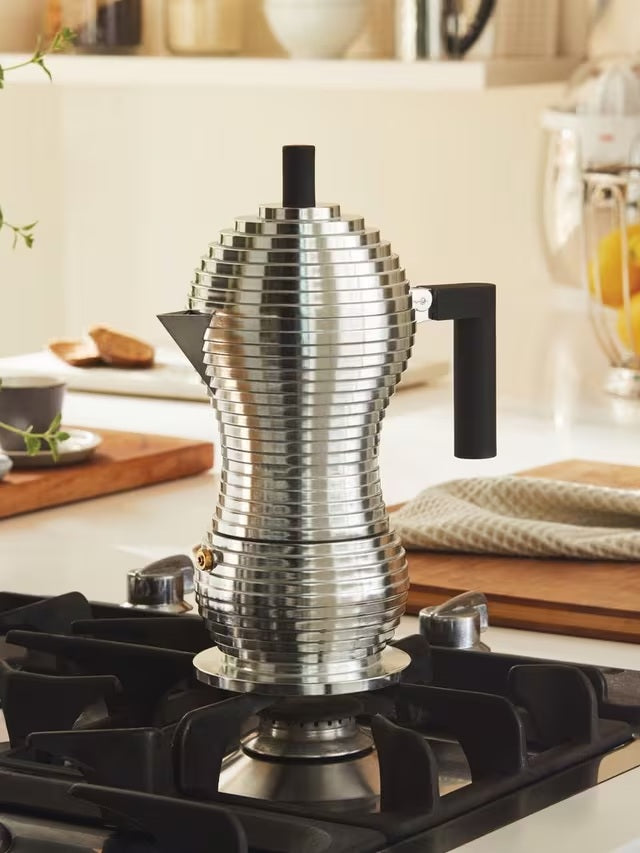 Alessi Pulcina 6 Cup Stovetop Induction Hob Espresso Coffee Maker - Silver