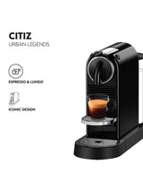Nespresso CitiZ EN167.B 1L Coffee Capsule Pod Machine by De'Longhi - Black