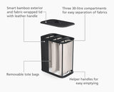 Joseph Joseph Tota Trio Luxe 90L Bamboo Laundry Basket 3 x 30L - Luxe Black