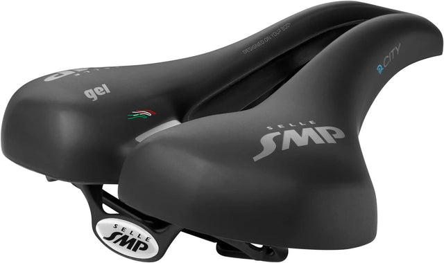 Selle SMP E-City Unisex Gel Saddle W233mm x L259mm - Black - Kazoop 