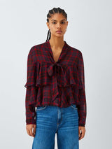 Marella Women's Gala Check Office Wear Smart Casual Blouse - Red - UK 18