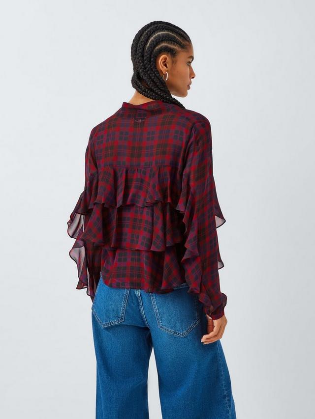 Marella Women's Gala Check Office Wear Smart Casual Blouse - Red - UK 18