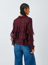 Marella Women's Gala Check Office Wear Smart Casual Blouse - Red - UK 18