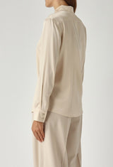 Max Mara Studio Xero Women's Stretch Silk Long Sleeve Shirt - Cream - UK 12