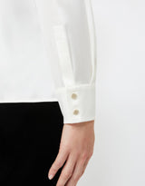 MaxMara Studio Womens Silk Satin Ruched Collar Blouse Top - Ivory - UK 12