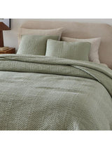 West Elm Reflections Cotton Matelasse Bedspread W234 x D224 cm - Light Green