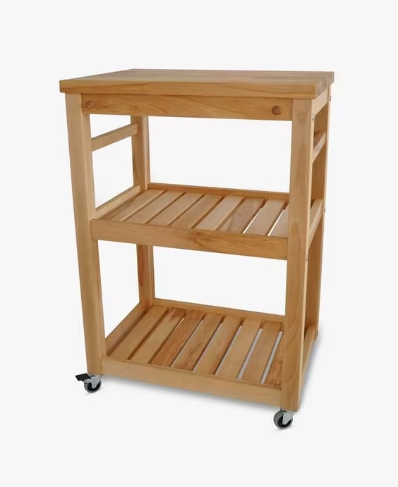 John Lewis Beech Wood 2 Tier Butcher's Trolley Kitchen Organiser - Natural