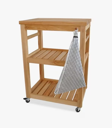 John Lewis Beech Wood 2 Tier Butcher's Trolley Kitchen Organiser - Natural