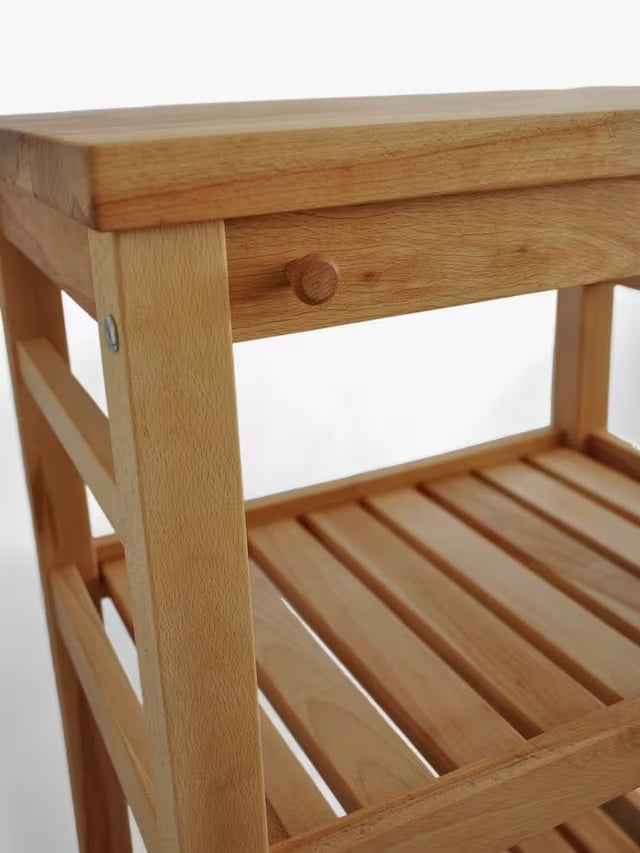 John Lewis Beech Wood 2 Tier Butcher's Trolley Kitchen Organiser - Natural