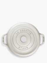 STAUB Round Cocotte 6.7L Enamelled Cast Iron Casserole 28cm - White Truffle