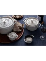 STAUB Round Cocotte 6.7L Enamelled Cast Iron Casserole 28cm - White Truffle