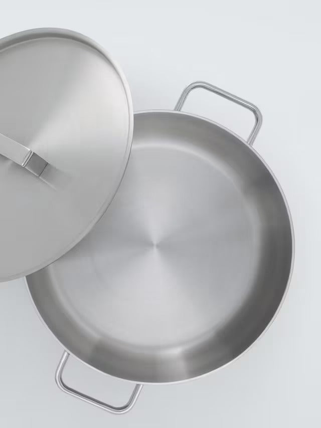 John Lewis 5-Ply Thermacore Stainless Uncoated Chef's Cooking Pan & Lid 28cm A