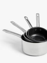 John Lewis Oven Safe Saucepans & Frying Pan 5 Piece Set - Stainless Steel