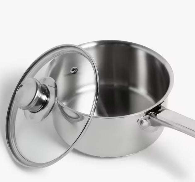 John Lewis Oven Safe Saucepans & Frying Pan 5 Piece Set - Stainless Steel