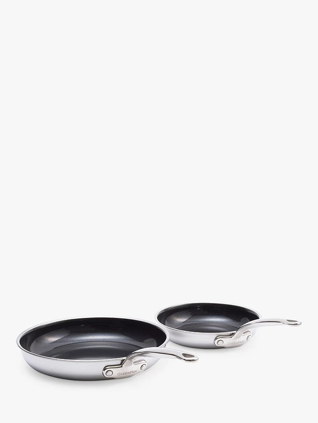 GreenPan Premiere 3 Ply Stainless Steel Ceramic Non Stick Pan Set 2 Piece - Kazoop 