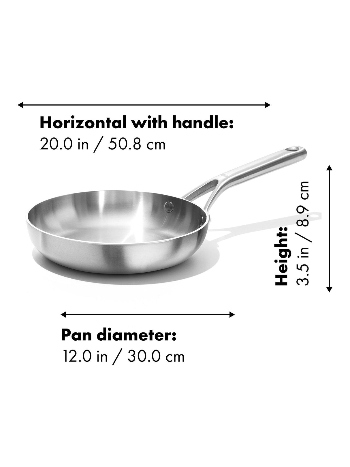 OXO Mira Tri-Ply StainlessSteel Uncoated Frying Pan 30cm Induction Oven Safe