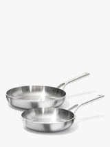 OXO Mira Tri-Ply Uncoated Steel Fry Pan Set - 20cm & 26cm - Stainless Steel