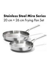 OXO Mira Tri-Ply Uncoated Steel Fry Pan Set - 20cm & 26cm - Stainless Steel