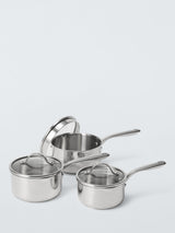 John Lewis 'The Pan' Stainless Steel Uncoated Saucepan & Lid Set 3 Piece