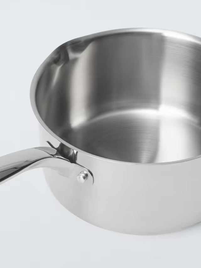 John Lewis 'The Pan' Stainless Steel Uncoated Saucepan & Lid Set 3 Piece