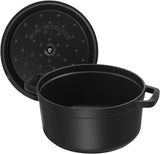 STAUB Cocotte Round Cast Iron Casserole 26cm 5.2L Oven Safe - Black