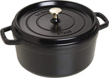 STAUB Cocotte Round Cast Iron Casserole 26cm 5.2L Oven Safe - Black - Kazoop 