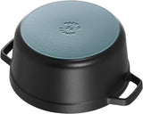 STAUB Cocotte Round Cast Iron Casserole 26cm 5.2L Oven Safe - Black - Kazoop 