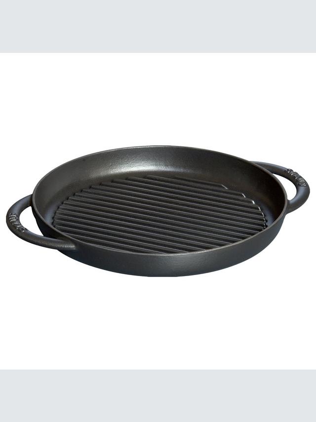STAUB Cast Iron Barbecue-Style Round Pure Oven Grill Pan - Black Size 26 cm