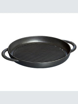 STAUB Cast Iron Barbecue-Style Round Pure Oven Grill Pan - Black Size 26 cm