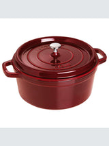 STAUB Cocotte Round Cast Iron Hob-Safe Casserole - Grenadine - 24cm -  3.8L