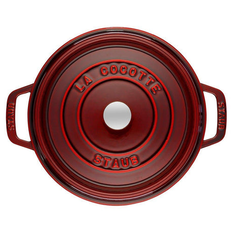 STAUB Cocotte Round Cast Iron Hob-Safe Casserole - Grenadine - 24cm -  3.8L