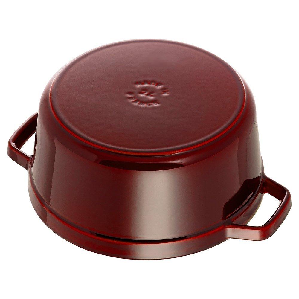 STAUB Cocotte Round Cast Iron Hob-Safe Casserole - Grenadine - 24cm -  3.8L